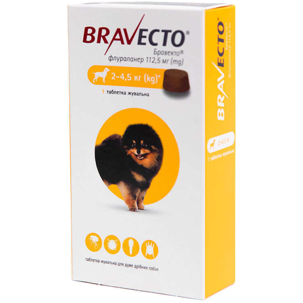 Bravecto (Бравекто) від 2 до 4,5 кг, 1 шт