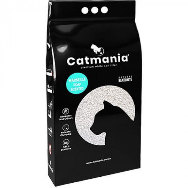 Купити Бентонітовий наповнювач для кішок CATMANIA з ароматом марсельского мила та бірюзовими гранулами 10 літрів/8,5 кг