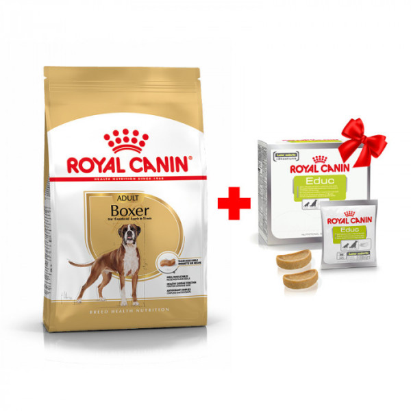 Купити Акція! Корм для дорослих собак ROYAL CANIN BOXER ADULT 12 кг + упаковка ласощів EDUC у подарунок