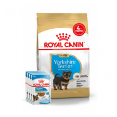 Акція ! Корм для цуценят ROYAL CANIN YORKSHIRE PUPPY 1.5 кг + 4 шт вологого корму в подарунок !