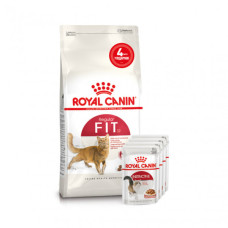 Акція ! Корм для домашніх та вуличних котів ROYAL CANIN FIT 2 кг + 4 шт вологого корму в подарунок !