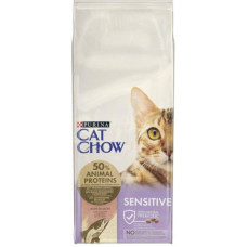Сухий корм Purina Cat Chow Sensitive для дорослих кішок із чутливою шкірою та травленням з лососем 1.5 кг