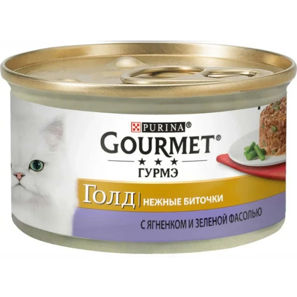 Купити Gourmet Gold (Гурме Голд) консерви для кішок, ніжні біточки з ягням і зеленою квасолею 85г*24 шт