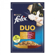 Вологий корм Felix Fantastic Duo для кішок, з індичкою та печінкою, у желе 85 г*26 шт.