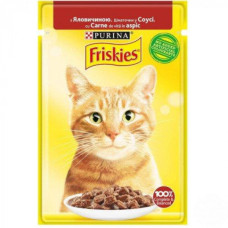 Вологий корм Friskies для кішок з яловичиною, шматочки в соусі 85г*26шт