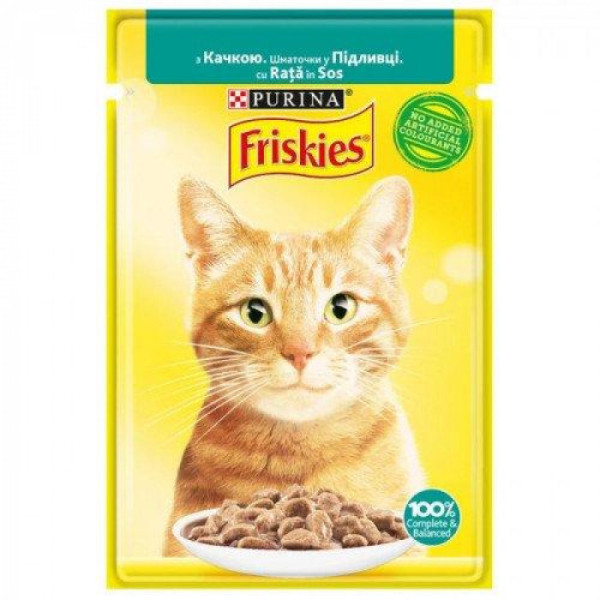 Купити Вологий корм Friskies для кішок з качкою, шматочки в соусі 85 г*26 шт