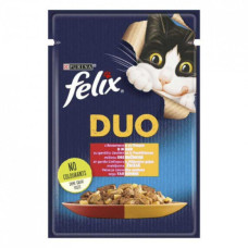 Вологий корм Felix Fantastic Duo для кішок, з яловичиною та птицею, у желе 85 г*26 шт.