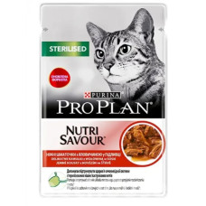Вологий корм Purina Pro Plan Sterilised Nutrisavour для стерилізованих кішок, з яловичиною 85 г*26 шт