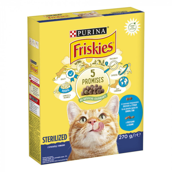 Купити Сухий корм Friskies Sterilized для стерилізованих кішок, з лососем і овочами 270 г