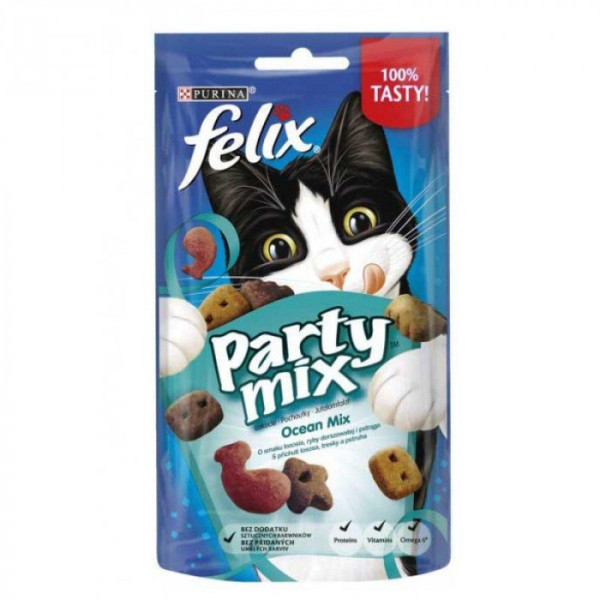 Купити Лакомство для котів Felix Party Mix Ocean Mix Фелікс Океанічний Мікс 60гр*8шт