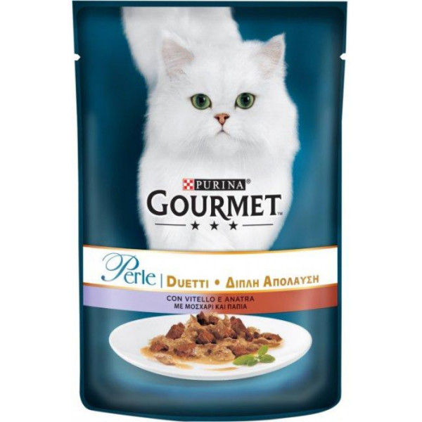 Купити Вологий корм Gourmet (Гурме Дуо) Perle Duo для кішок із телятиною та качкою 85г*24 шт