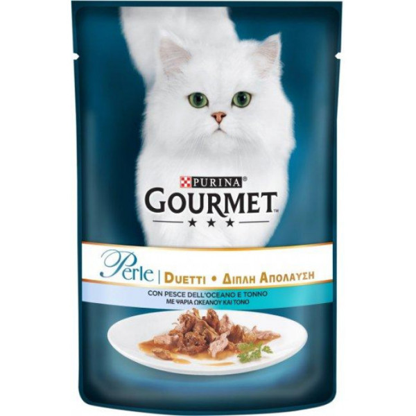 Купити Вологий корм Gourmet (Гурме Дуо) Perle Duo для кішок з океанічною рибою і тунцем 85 г*24 шт