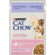 Вологий корм Purina Cat Chow (Кет Чау) для кошенят, з ягням і цукіні, шматочки в желе 85 г*26 шт.