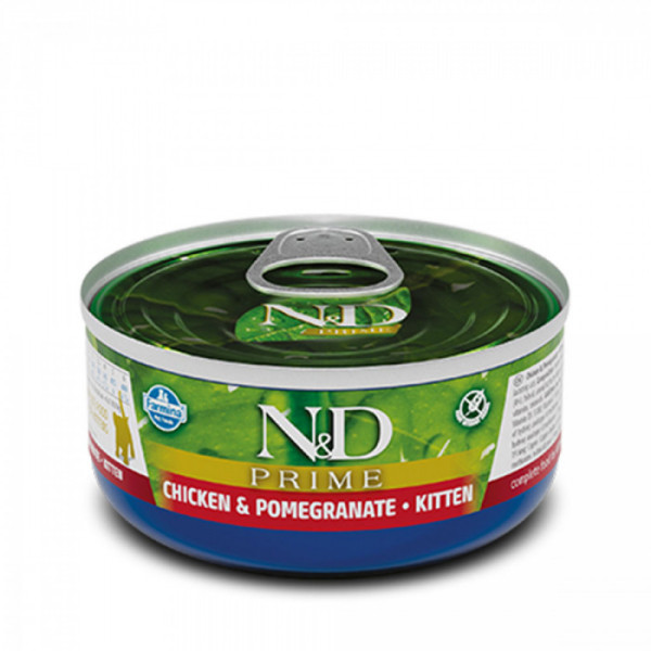 Купити Вологий корм Farmina N&D Grain Free Prime Chicken Kitten для кошенят, беззерновий, з куркою та гранатом, 70 г*24 шт