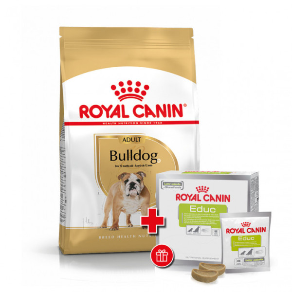 Купити Корм для дорослих собак ROYAL CANIN BULLDOG ADULT 12 кг + EDUC 30 шт у подарунок