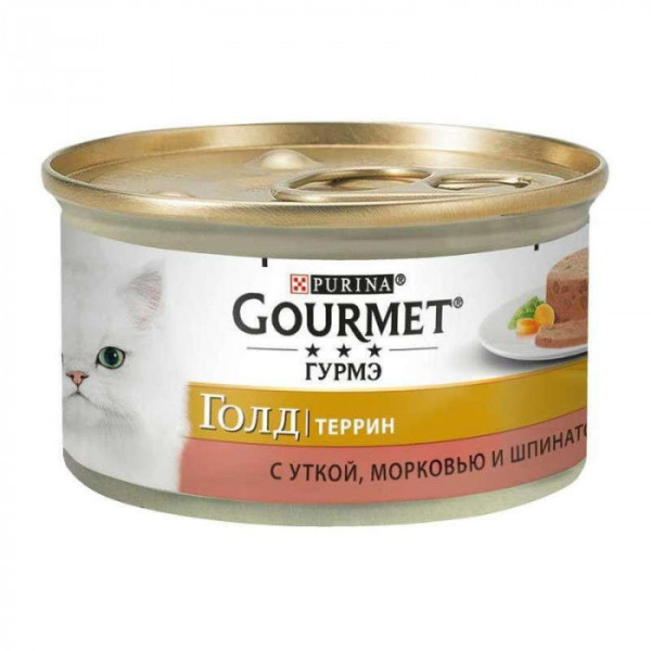 Купити Gourmet Gold (Гурме Голд) консерви для кішок з качкою, морквою і шпинатом, шматочки в паштеті 85 г*24 шт.