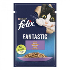 Вологий корм Felix Fantastic для кішок, з ягням у желе 85 г*26 шт