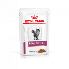 Вологий корм для дорослих котів  RENAL FELINE BEEF pouches  85 г x 12 шт