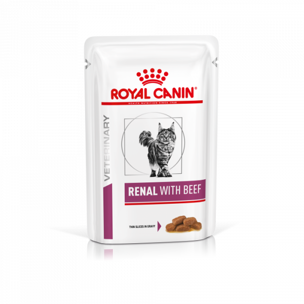 Купити Вологий корм для дорослих котів  RENAL FELINE BEEF pouches  85 г x 12 шт