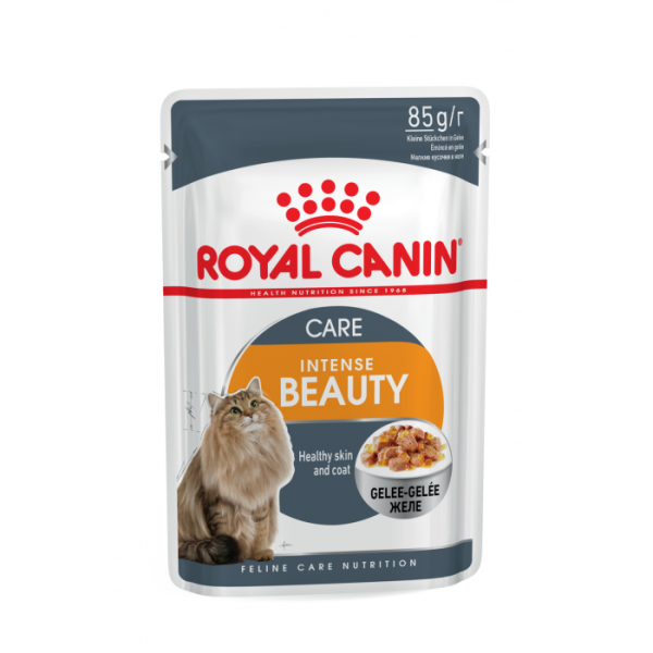 Купити Вологий корм для дорослих  котів ROYAL CANIN INTENSE BEAUTY IN JELLY 85 г * 12 шт блок