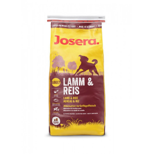 Купити Сухий корм Josera Adult Lamm & Reis з ягням для дорослих собак мають схильність до алергії 12.5 кг