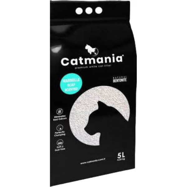 Купити Бентонітовий наповнювач для кішок CATMANIA з ароматом марсельского мила та бірюзовими гранулами 5 літрів/4,25 кг