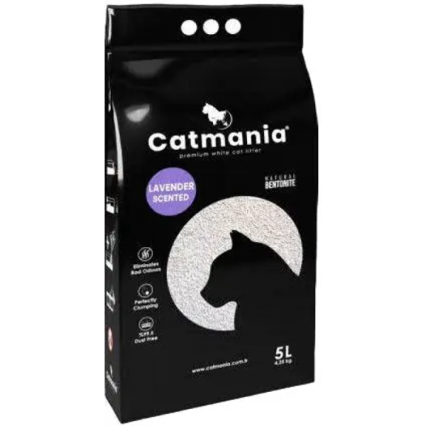 Купити Бентонітовий наповнювач для кішок CATMANIA з ароматом лаванди та фіолетовими гранулами 5 літрів/4,25 кг