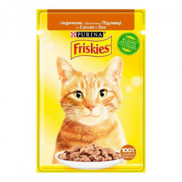 Купити Вологий корм Friskies для кішок з індичкою, шматочки в соусі 85 г*26 шт