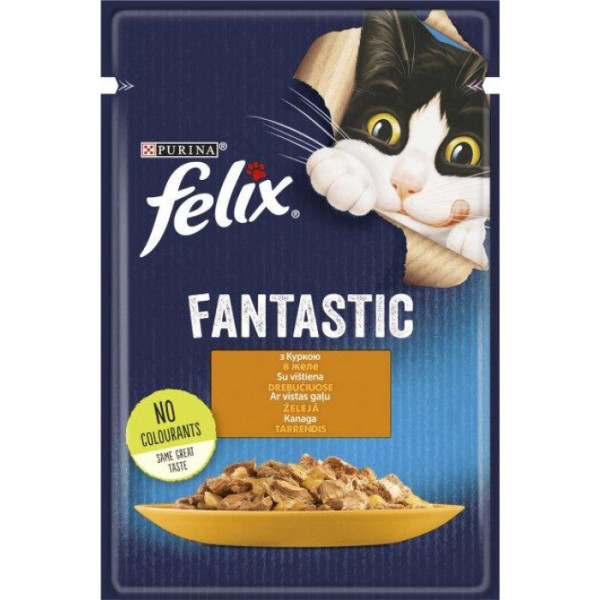 Купити Вологий корм Felix Fantastic для кішок, з куркою в желе 85 г*26 шт.