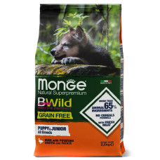 Сухий корм для собак Monge Dog  Bwild Grain Free Puppy & Junior Качка 15 кг