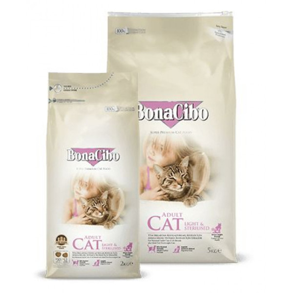 Купити Сухий корм BonaCibo Adult Cat Light&Sterilized з м'ясом курки, анчоусами та рисом для дорослих стерилізованих котів та кішок із зайвою вагою 5 кг