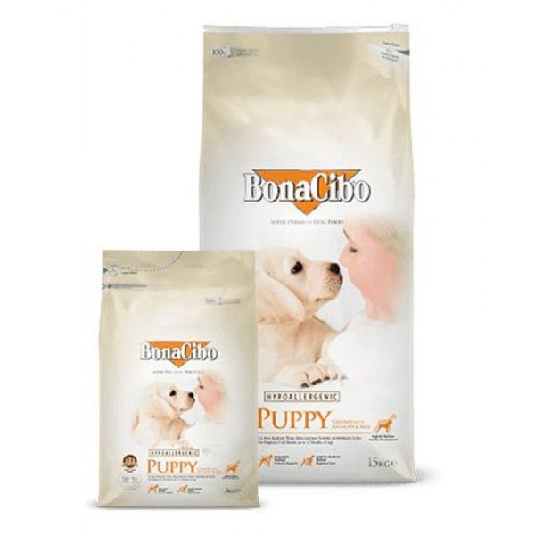 Купити Сухий корм BonaCibo Puppy Chicken&Rice with Anchovy для цуценят всіх порід віком до 12 міс. 15 кг
