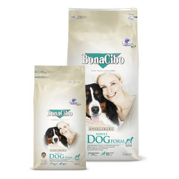 Купити Сухий корм BonaCibo Adult Dog Form (Senior/Over Weight- Chicken) з м'ясом курки, анчоусами та рисом для дорослих собак із зайвою вагою та для старіючих собак (9+) 15 кг