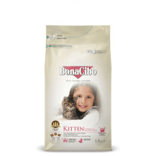 Сухий корм BonaCibo Kitten з м'ясом курки, анчоусами та рисом для кошенят до 12 міс. 1,5 кг