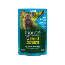 Вологий корм для котів Monge Cat Wet Bwild Grain Free Анчоус 85 г