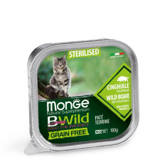 Паштет для котів Monge Cat Wet Bwild Grain Free Sterilised Кабан, овочі 100 г