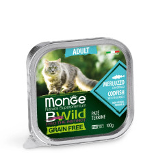 Паштет для котів Monge Cat Wet Bwild Grain Free Adult Тріска, овочі 100 г