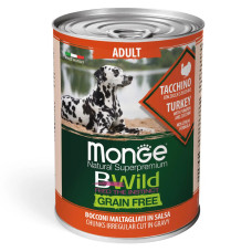 Консерва для собак Monge Dog Bwild Grain Free Adult Індичка гарбуз цукіні 400г