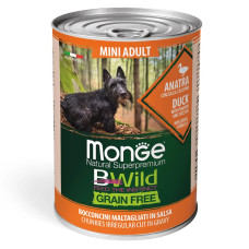 Консерва для собак Monge Dog Bwild Grain Free Mini Adult Качка гарбуз цукіні 400г