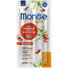 Ласощі для котів Monge Gift Cat Fussy Cat свинина з шипшиною і сиром