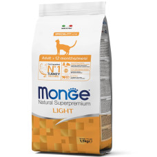 Сухий корм для котів Monge Cat Light з Індичкою 1.5 кг