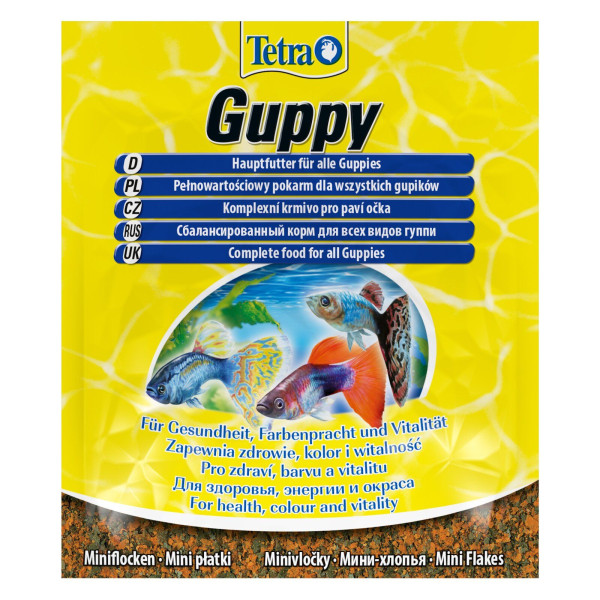 Сухий корм для акваріумних риб Tetra в пластівцях «Guppy» 12 г (для гупі)