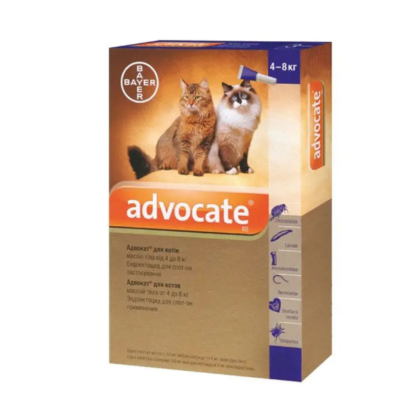 Краплі на холку для кролів Elanco Bayer Advocate від 4 до 8 кг, 1 шт - rds