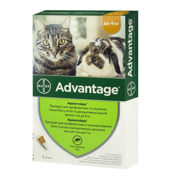 Краплі на холку для кролів Elanco Bayer Advantage до 4 кг, 1 шт - rds
