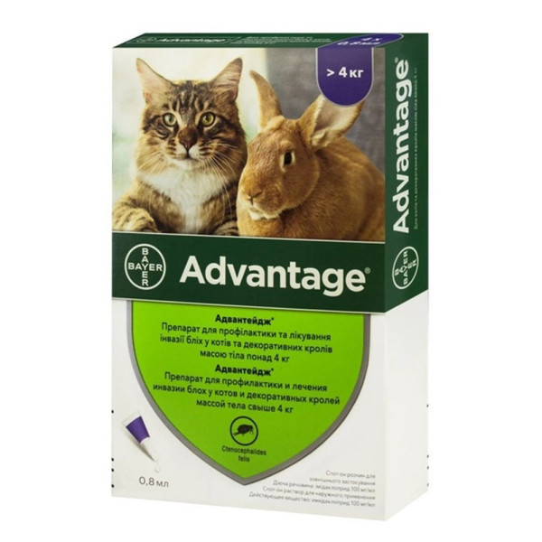 Краплі на холку для кролів Elanco Bayer Advantage від 4 до 8 кг, 1 шт - rds