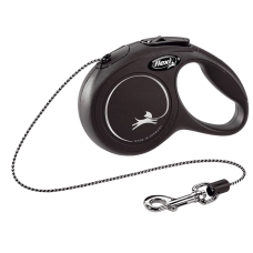 Повідець-рулетка для собак Flexi New Classic Cat, з тросом XS 3 м/8 кг - чорна