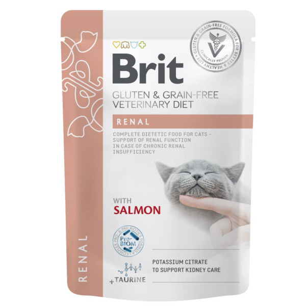Вологий корм для котів Brit GF VetDiet Renal pouch 85 г - лосось