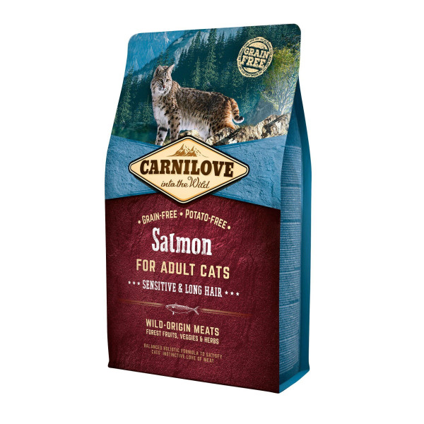 Сухий корм для котів Carnilove Cat Sensitive and Long Hair 2 кг - лосось