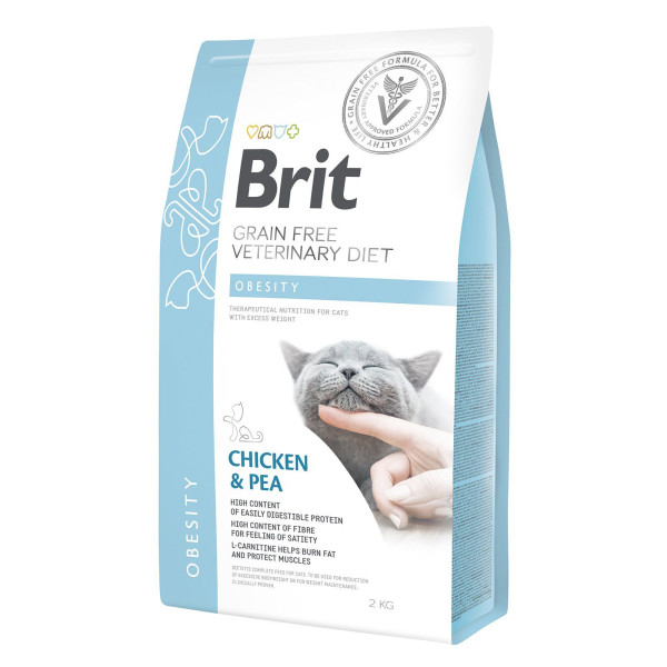 Сухий корм для котів, для зниження ваги Brit GF Veterinary Diet Obesity 2 кг - курка