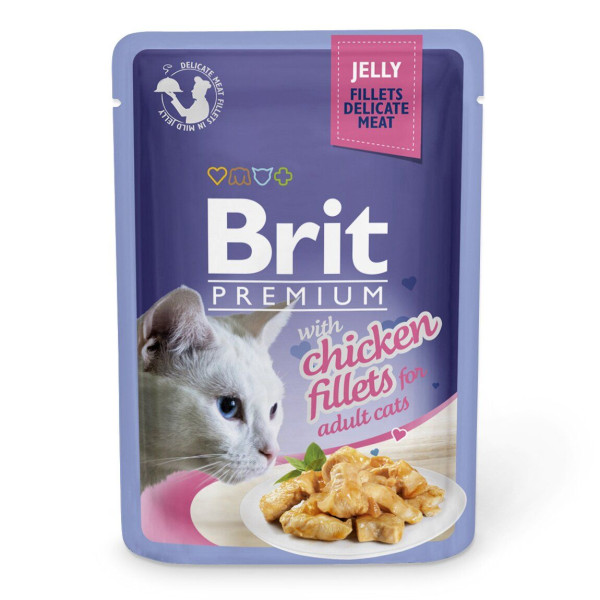 Вологий корм для котів Brit Premium Cat Chicken Fillets Jelly pouch 85 г - філе курки в желе